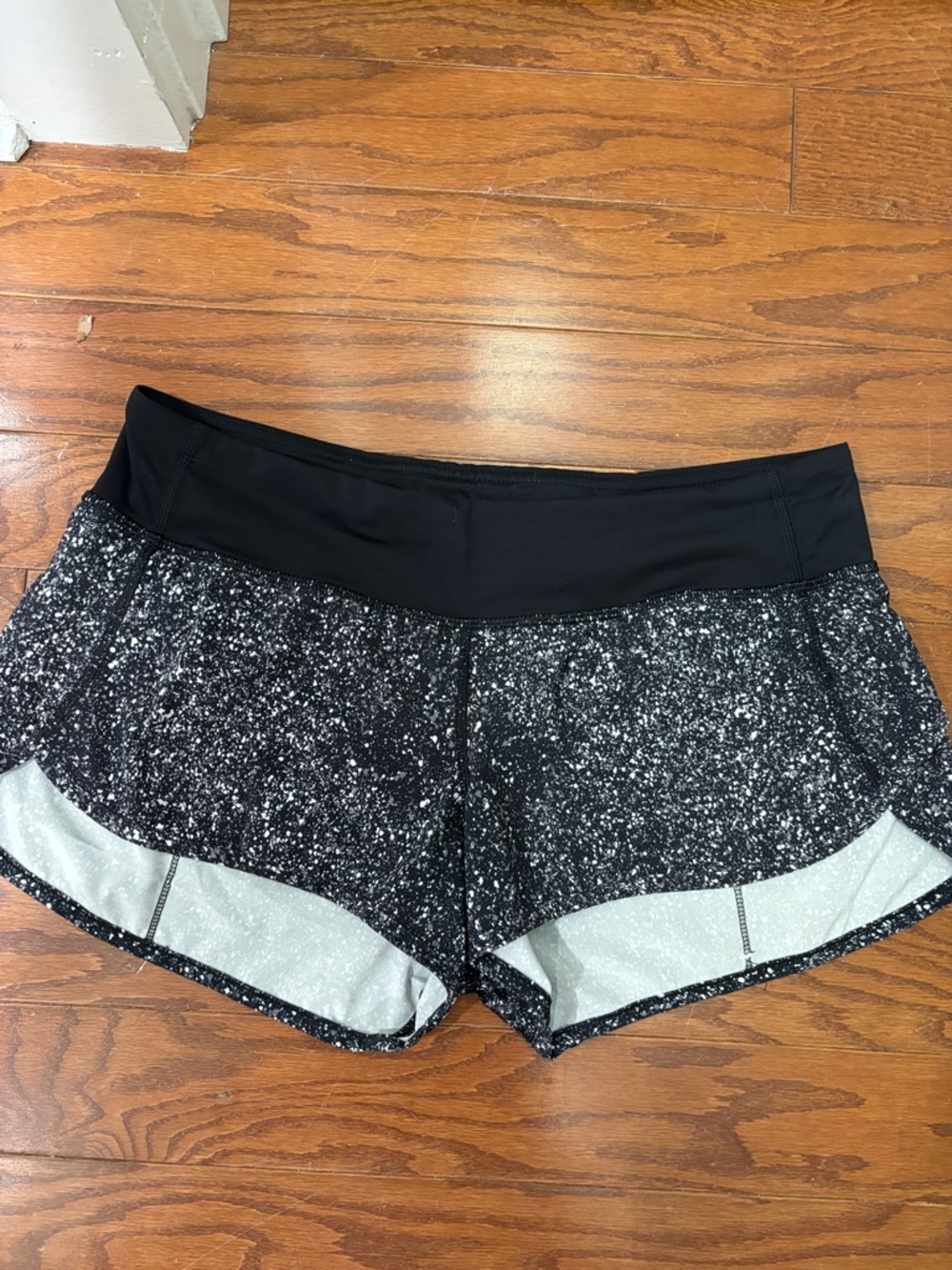 lululemon athletica Black Speckle Athletic Shorts with Wide Waistband